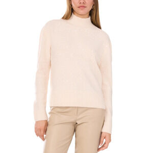 Vince Camuto Women Sequin Stripe Turtleneck Sweater Whisper Pink Size S